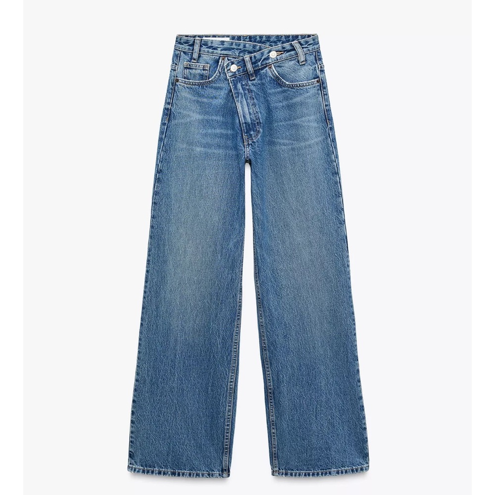 Zara high waisted crossover waistband jeans